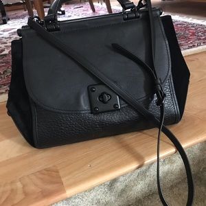 Black Leather Top-Handle Crossbody Bag